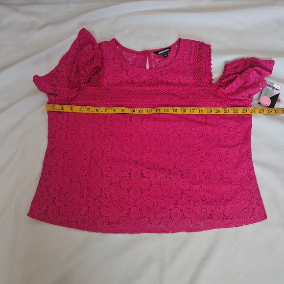 Project Runway Lively Pink Lace Overlay Cold Shoulder Top Women's Size XXL, NWT - Picture 10 of 11
